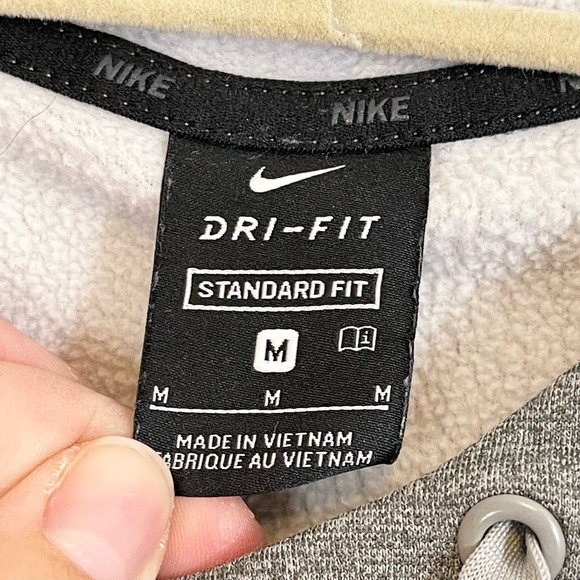 Nike Dri-Fit Men's Gray Graphic Logo Ribbed Pullover Hoodie Jacket Size M - Picture 7 of 9